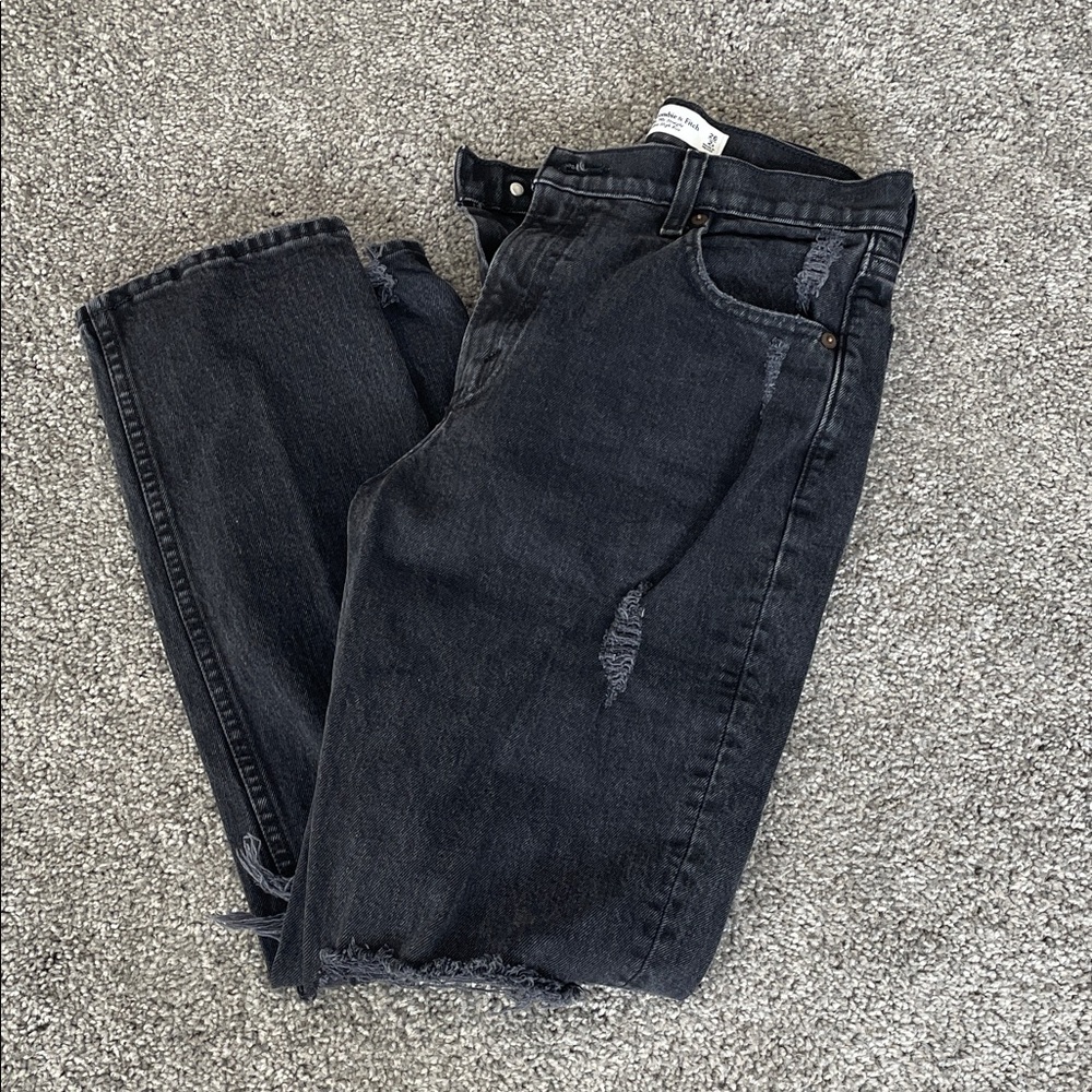 Abercrombie & Fitch Women's Black 90s straight ultra high rise